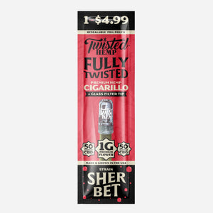 Twisted Hemp - Fully Twisted CBD & CBG flower-filled Cigarillo (Sherbet)