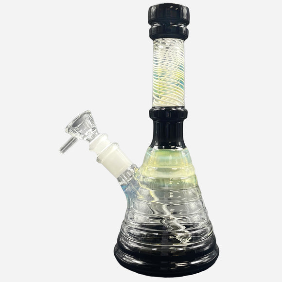 White Spiral Coloured Glass Beaker Bong