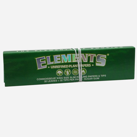 Elements Connoisseur Green King-Size Slim Unrefined Plant Papers & Tips