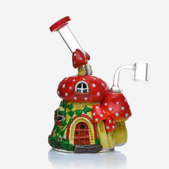 Magic Mushroom House Glass & Resin Dab Rig with Quartz Banger