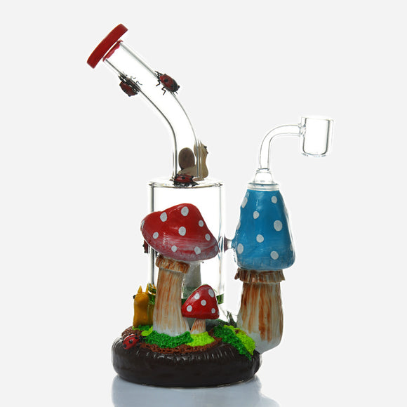Magic Mushroom Glass & Resin Dab Rig with Quartz Banger
