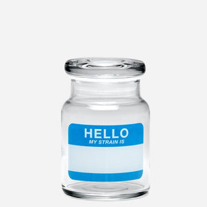 420 Science "Hello My Strain Is" Classic Pop-Top Glass Jar (Various sizes)